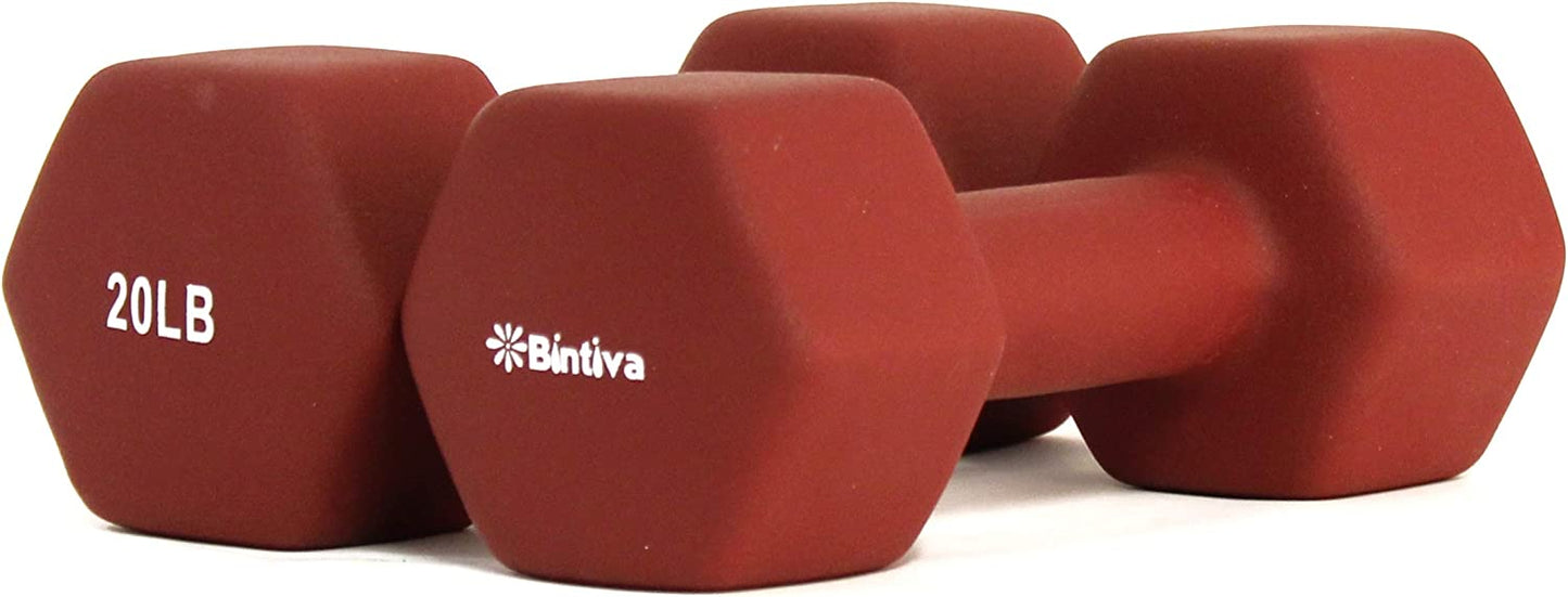 Bintiva Neoprene Hexagon shaped dumbbells - 2 lbs