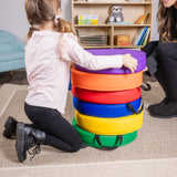 Set of 6 Round Vinyl Floor Cushions