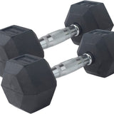 Rubber Coated Hexagon Dumbbells - Set of 2 - 8lb