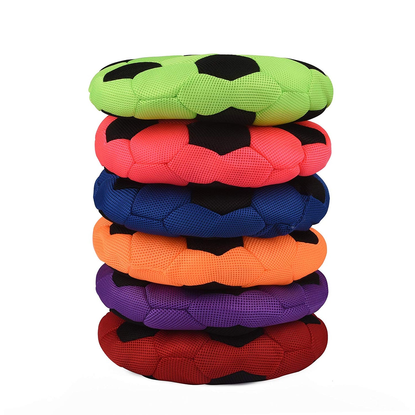 Bintiva Cushioned Spot Markers - Set of 6 Washable Seating Cues in Bright Colors - Large 14" Diameter
