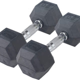 Rubber Coated Hexagon Dumbbells - Set of 2 - 8lb