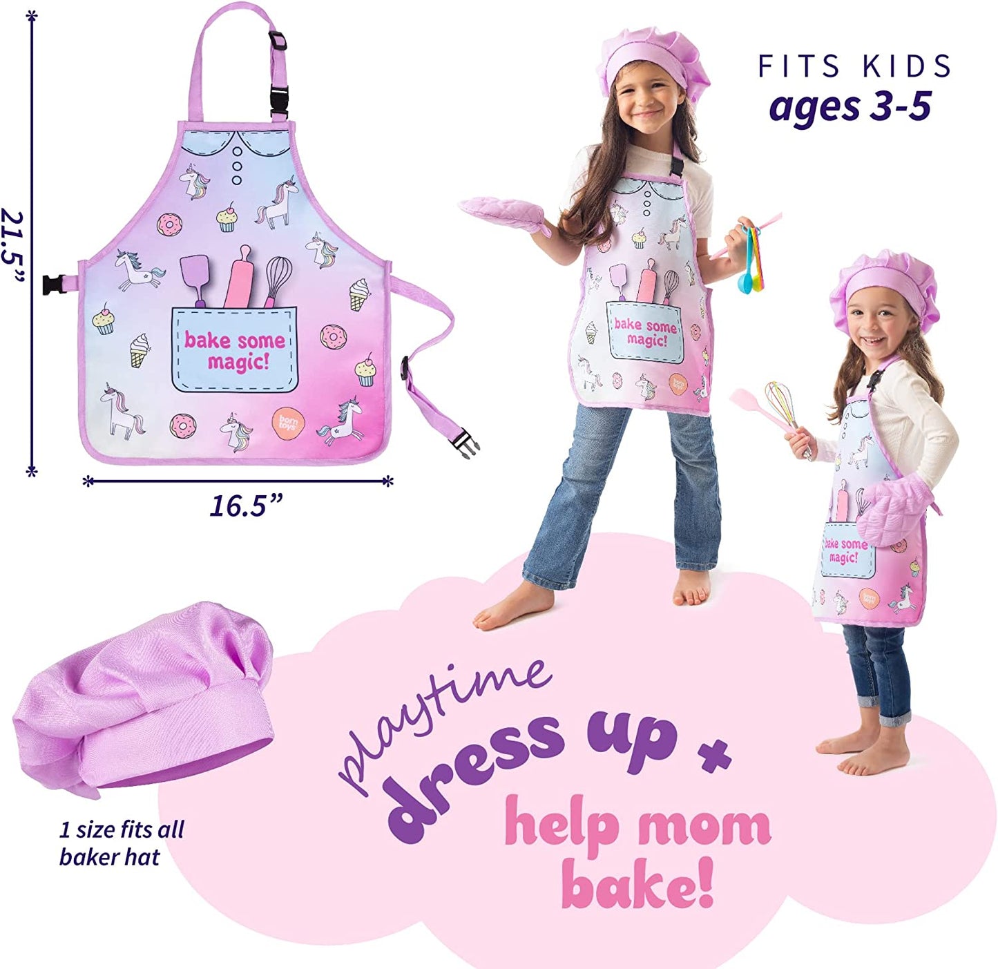Unicorn baking dress up toy set