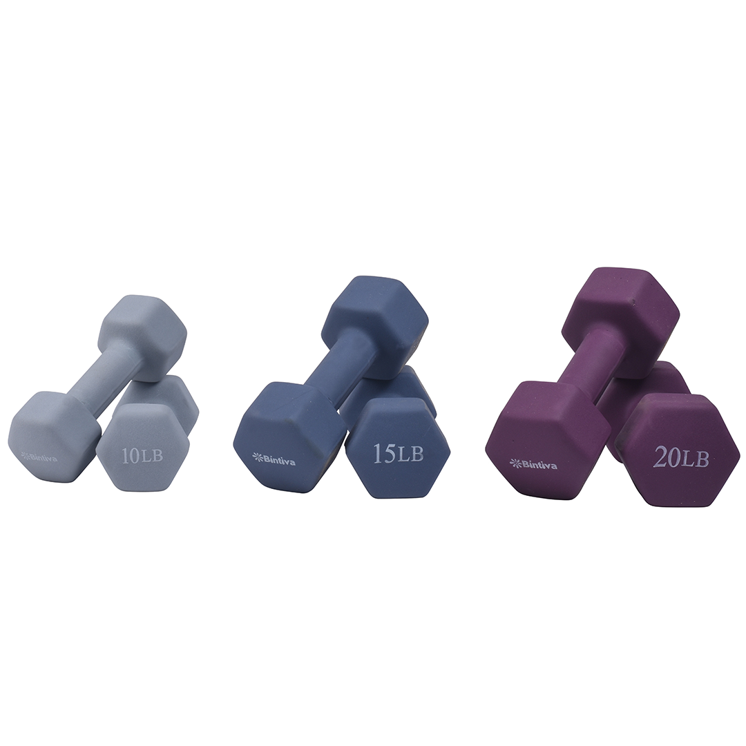 Neoprene Hexagon shaped dumbbells - Earth Tones