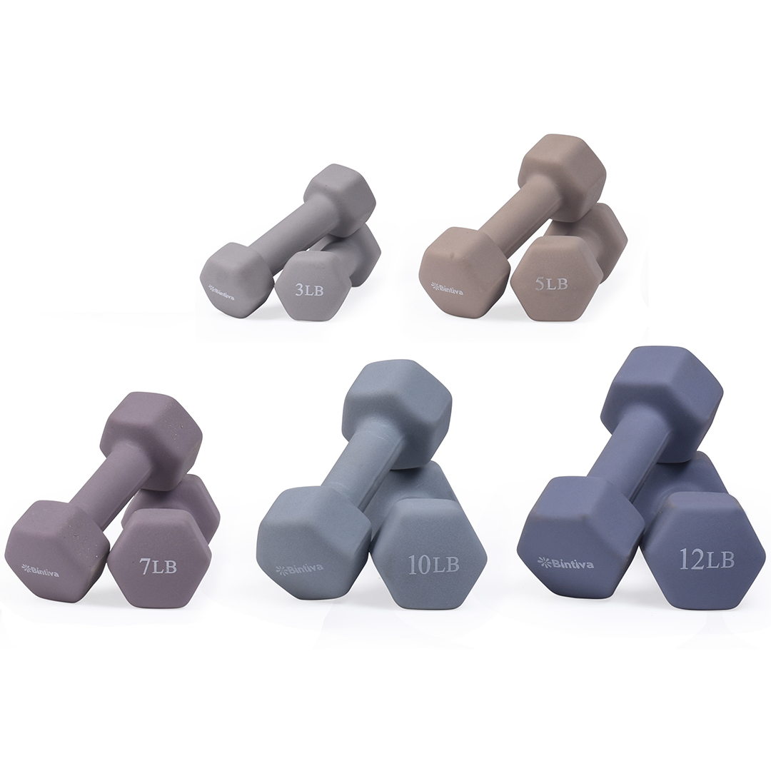 Neoprene Hexagon shaped dumbbells - Earth Tones