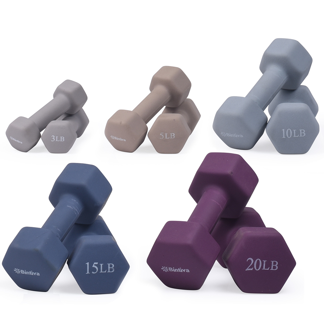 Neoprene Hexagon shaped dumbbells - Earth Tones