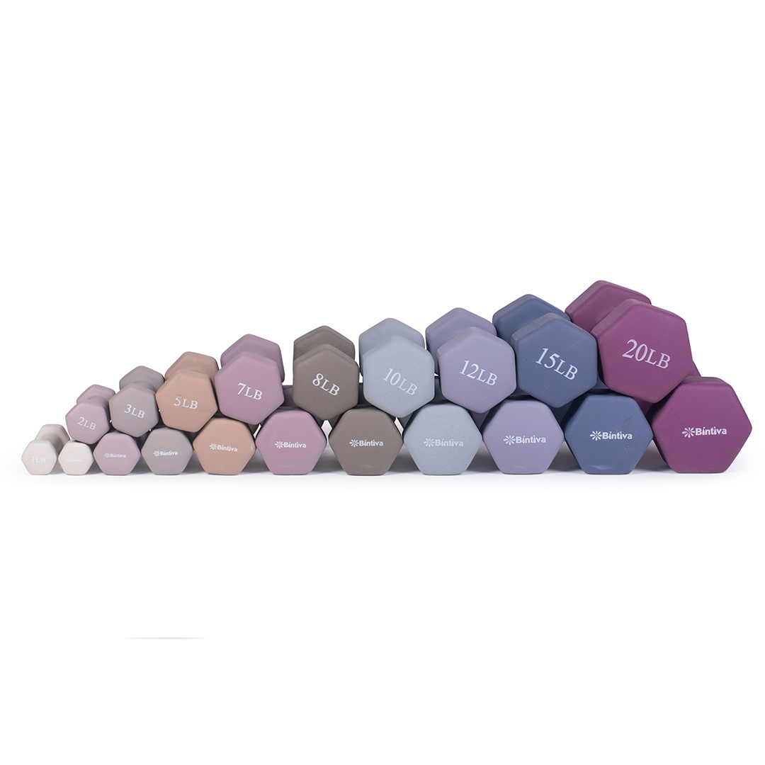 Neoprene Hexagon shaped dumbbells - Earth Tones