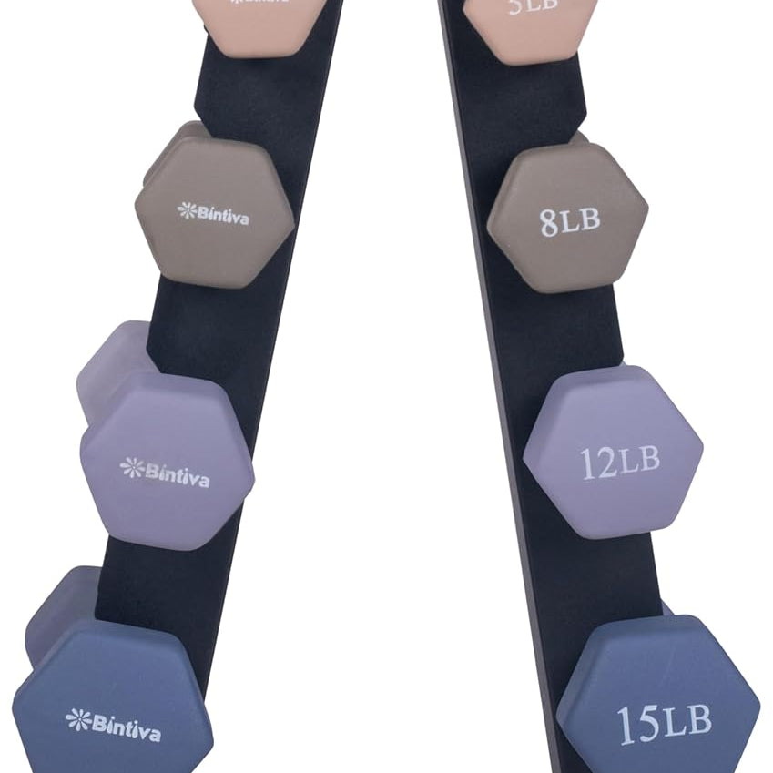 Rack Sets: Neoprene Hexagon shaped dumbbells - Earth Tones