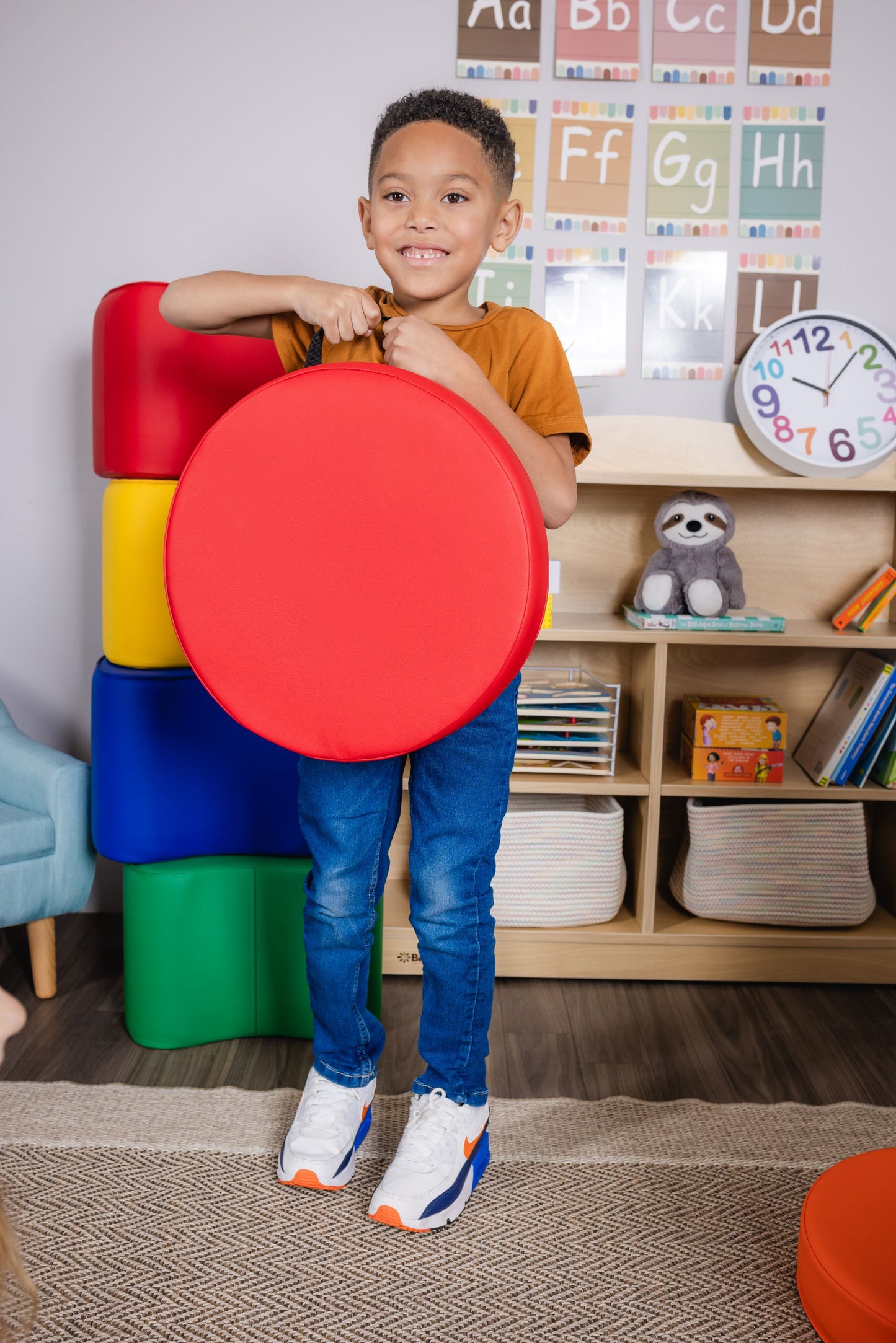 Set of 6 Round Vinyl Floor Cushions