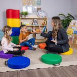 Set of 6 Round Vinyl Floor Cushions