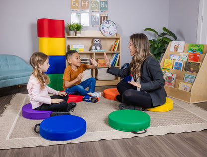 Set of 6 Round Vinyl Floor Cushions