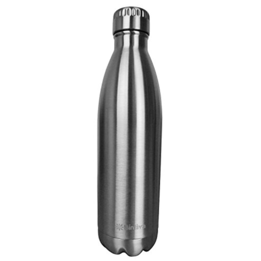 Bintiva Double Walled Vacuum Insulated 25oz Stainless Steel Water Bottle - Brushed Stainless